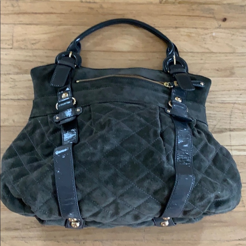 Maxx New York slate grey suede handbag